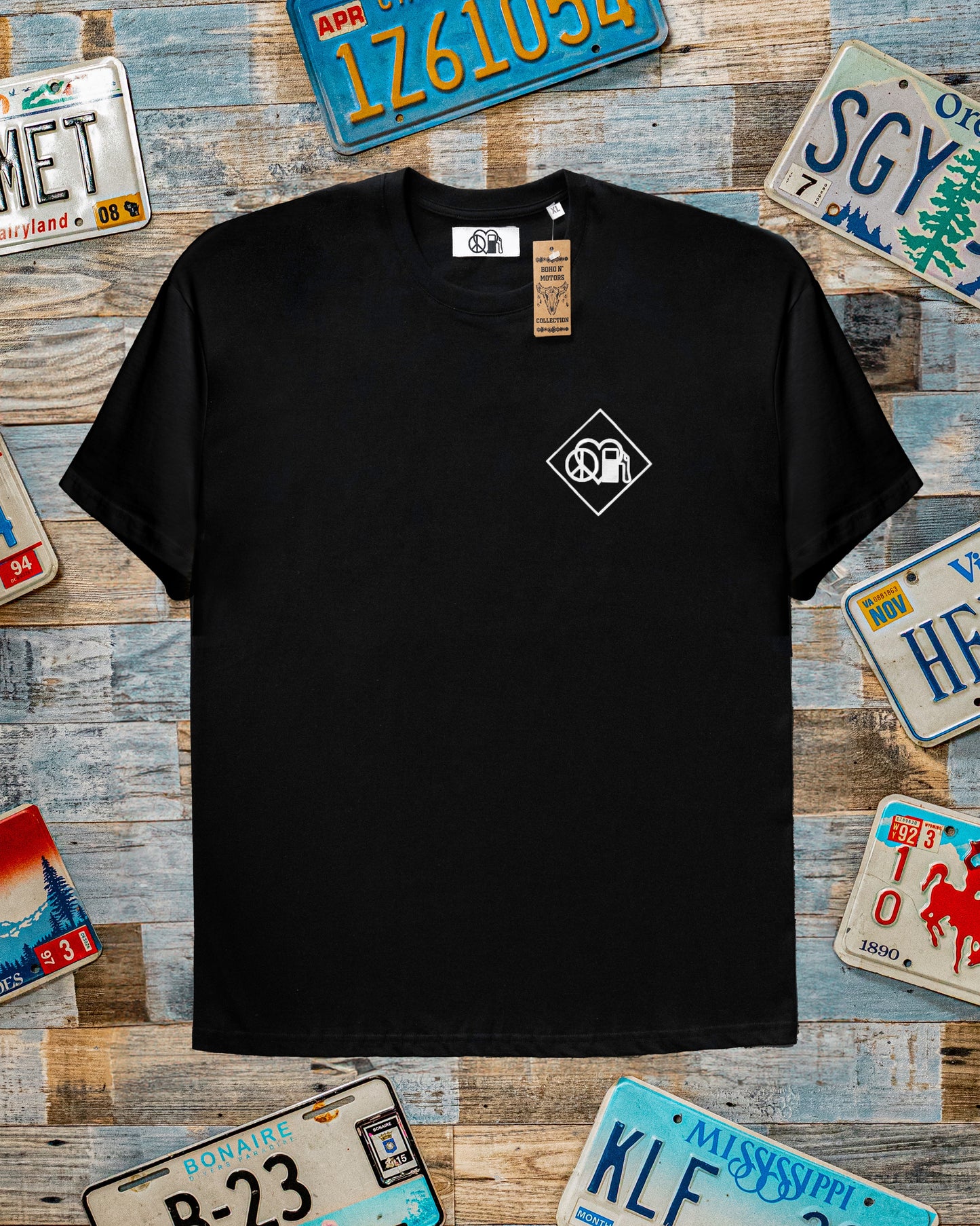 T-Shirt mit großem Flamingo schwarz-pink