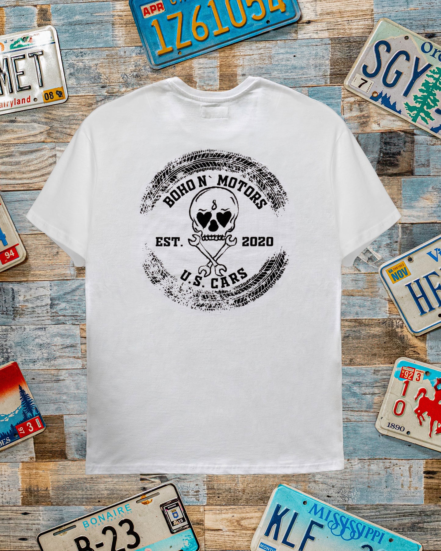 T-Shirt mit Totenkopf weiß-schwarz