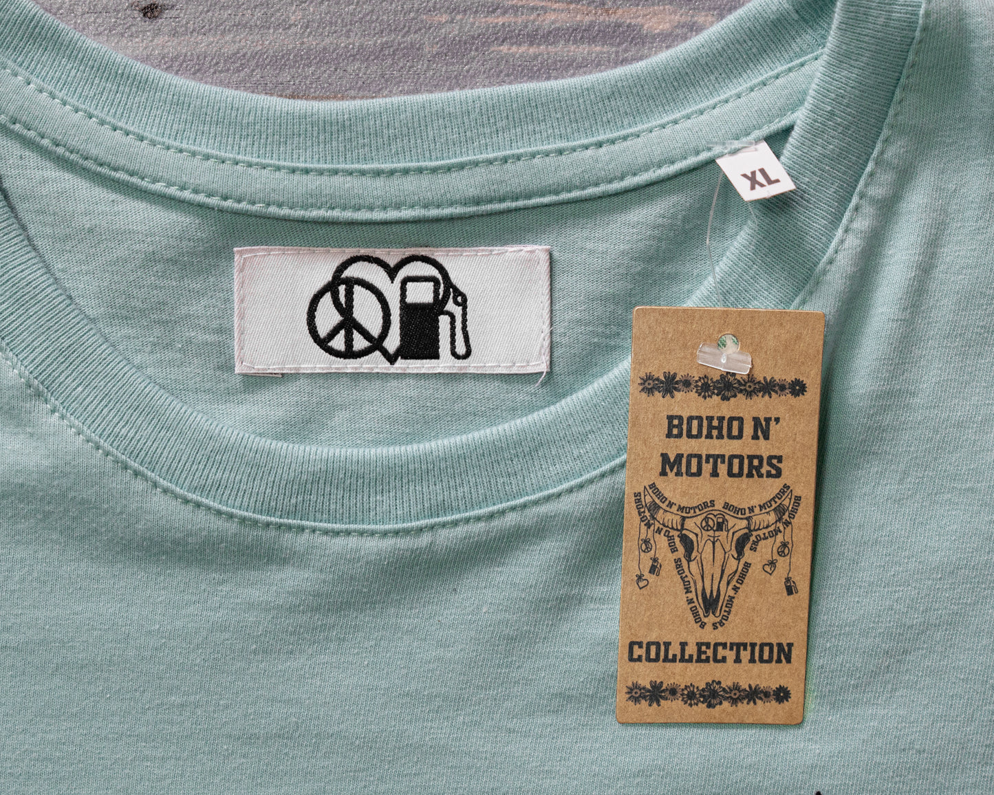 T-Shirt mit Tierskull türkis-schwarz