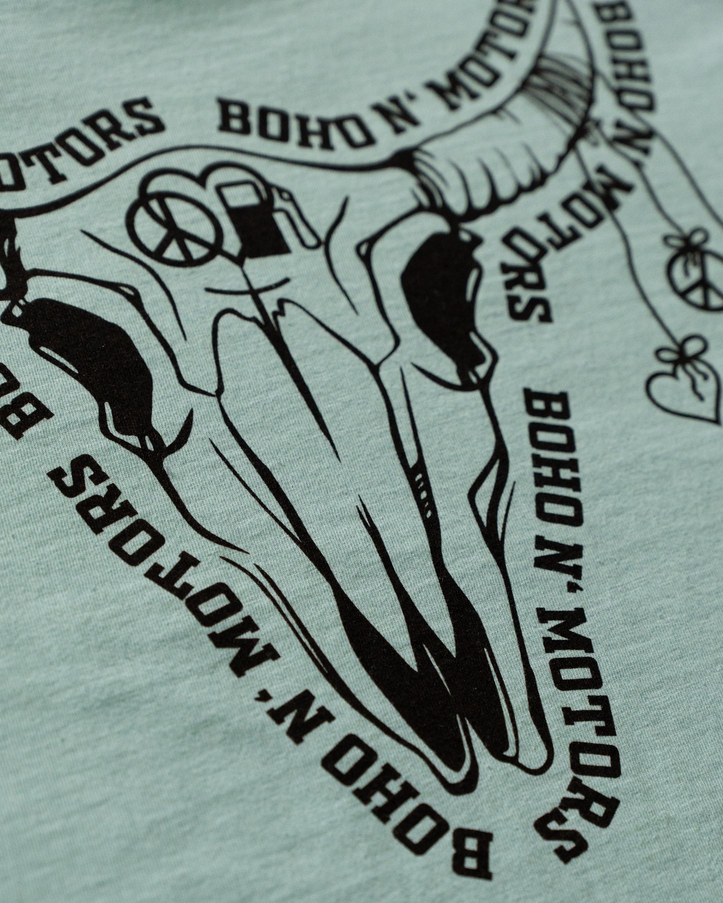 T-Shirt mit Tierskull türkis-schwarz